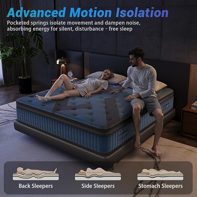 inight King Size Mattress, 12 Inch King Mattress in a Box, Durable Hybrid Mattresses with Gel Memory Foam & Pocket Springs, Medium Firm Feel, Pressure Relief, Cooling, Edge Support, Motion Isolation