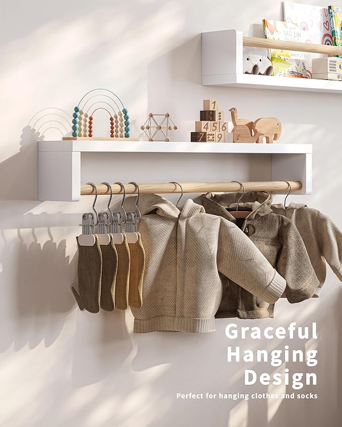 Nursery Book Shelves - 4 Pack, Wall Book Shelves for Bedroom, Kids, Play Room, Nursery Decor