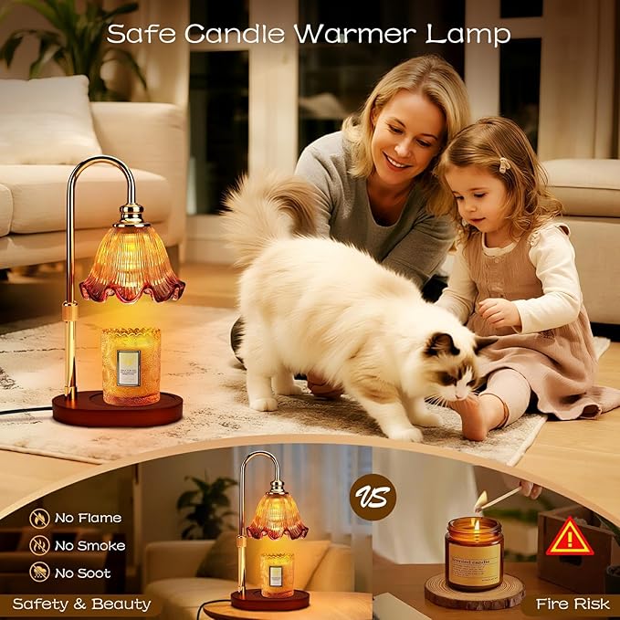 Candle Warmer Lamp with Timer Dimmable: Birthday Gifts for Women & Home Fall Decor for House Warming Gifts New Home– Wax Warmer Gifts for Mom - 3 Timer Modes, 4 Brightness Levels, Adjustable Height