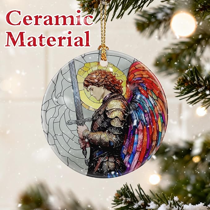Archangel Michael Ornament, Spiritual Protection Decor, Christmas Ornaments, Christmas Decorations | Christian Gifts, Religious Gifts, Faithful Gift & Spiritual Guardian Gift, Giftbox Included