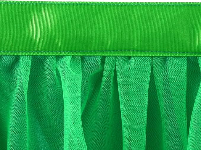 Suppromo Green Tulle Table Skirt for Birthday 6ft Green Ruffle Tutu Tablecloth for Baby Shower Gender Reveal Wedding, Hawaiian Jungle Luau Themed Party, Animal Safari Theme Party Decorations