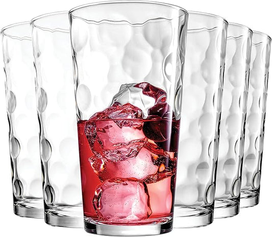 Home Essentials Highball Glasses Set of 6 Bubble Glassware Cooler Set, 17 oz Kitchen Glasses Tall Collins Everyday Basic Home Bar Drinkware Water Juice Cocktails