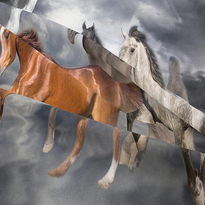 Tailor Shop Horse Comforter Queen Size,Galloping Horse Bedding Set for Kids Teens Girls Boys with 2 Pillowcase…