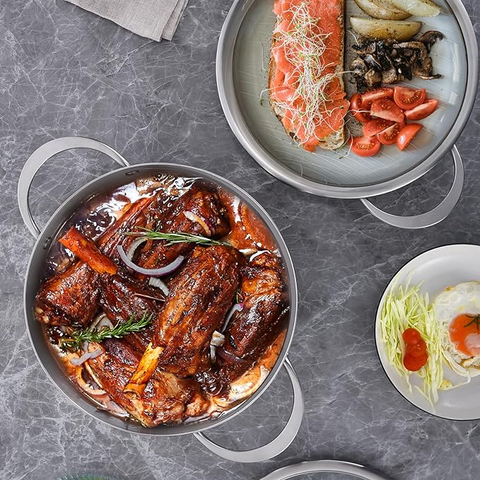 LOLYKITCH Tri-Ply Stainless Steel 5 QT Stock Pot with Lid, Induction Cooking Pot,Soup Pot,Compatible with All Stoves,Oven and Dishwasher safe.