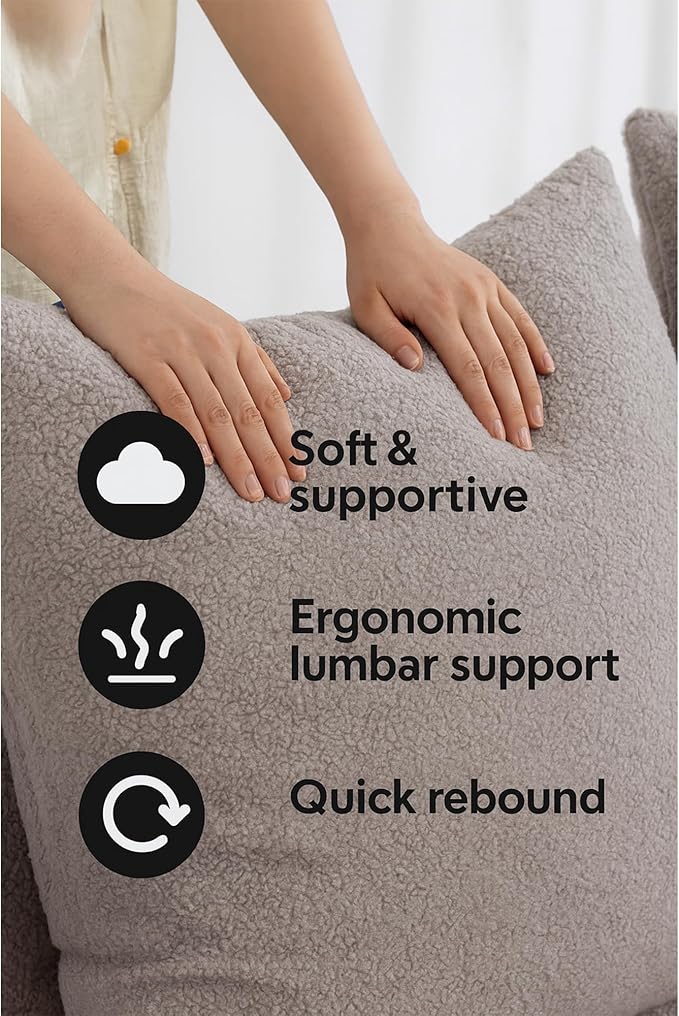 KEIKI L-Shape Cloud Sectional Sofa, 96” Modern Modular Boneless Couch with Left Chaise Lounge, Upholstered Couches for Living Room Bedroom, Light Grey