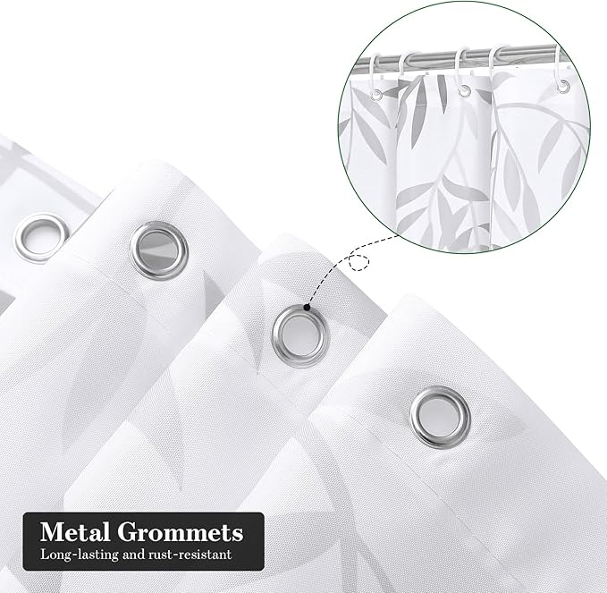 MitoVilla Black Eucalyptus Shower Curtain, Plant Leaves Fabric Cloth Shower Curtains for Rustic Vintage Bathroom Decor, Modern Chic Botanical Shower Curtain, 72x72