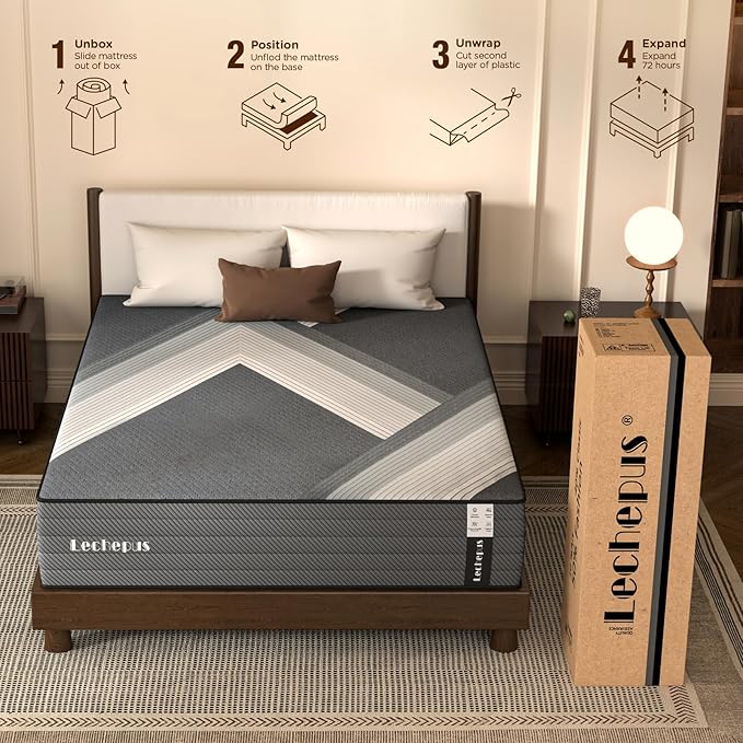 King Mattress, 10 Inch Medium Firm Hybrid Mattress in a Box, Supportive Memory Foam and Pocket Coil King Size for Back Support,Pressure Relife, Motion Isolation, No Fiberglass