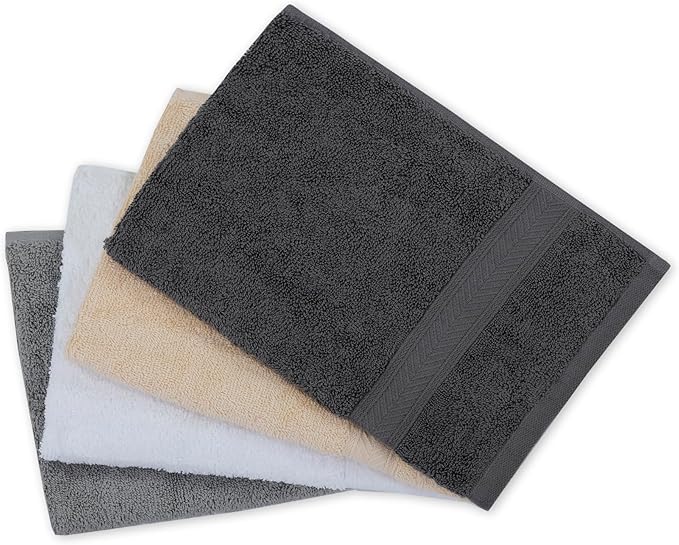 Casa Lino 100% Cotton Hand Towels for Bathroom - Soft, Highly Absorbent & Quick Dry Kitchen Towels - Gym Towel Set - Travel Towel Set - 24" x 16" - Pack of 4 - (Multicolor I)