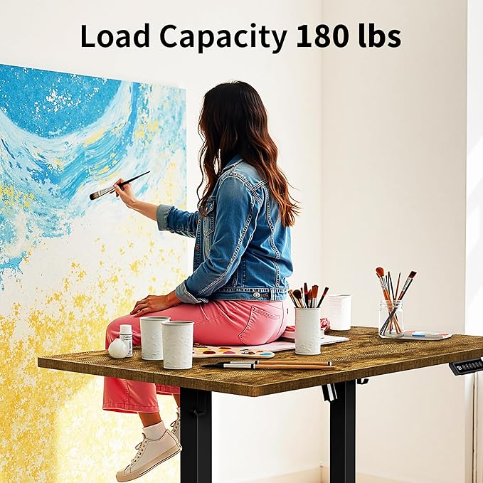 BIZUM 40x24 Inch Electric Standing Desk with Memory Presets, Quiet Motor Height Adjustable Stand Up Desk for Home Office & Gaming, Ergonomic Sit Stand Workstation, Rustic Brown