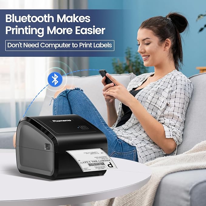 Phomemo Bluetooth Thermal Label Printer, D550BT 4x6 Shipping Label Printer for Small Business, Wireless Barcodes Printer for Shipping Packages, Compatible with iPhone, Android, Mac, Shopify, USPS