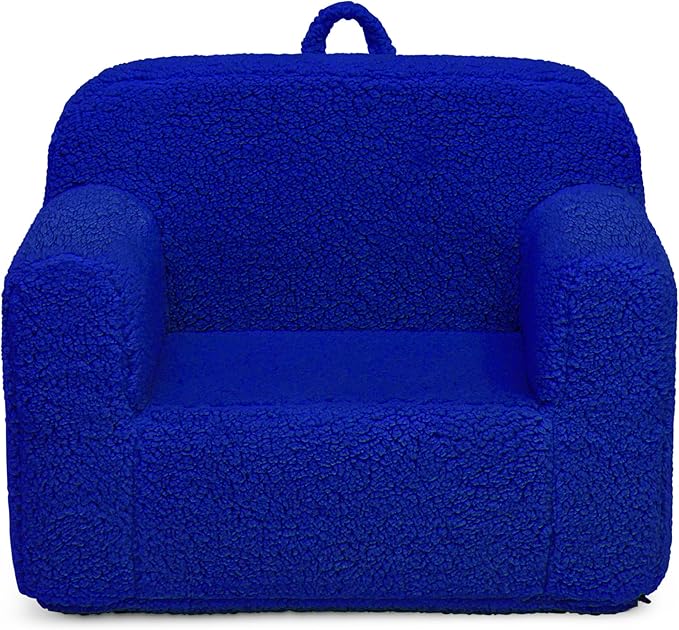 Delta Children Sherpa Cozee Chair - Foam Kids Chair for Ages 18 Months and Up, Royal Blue