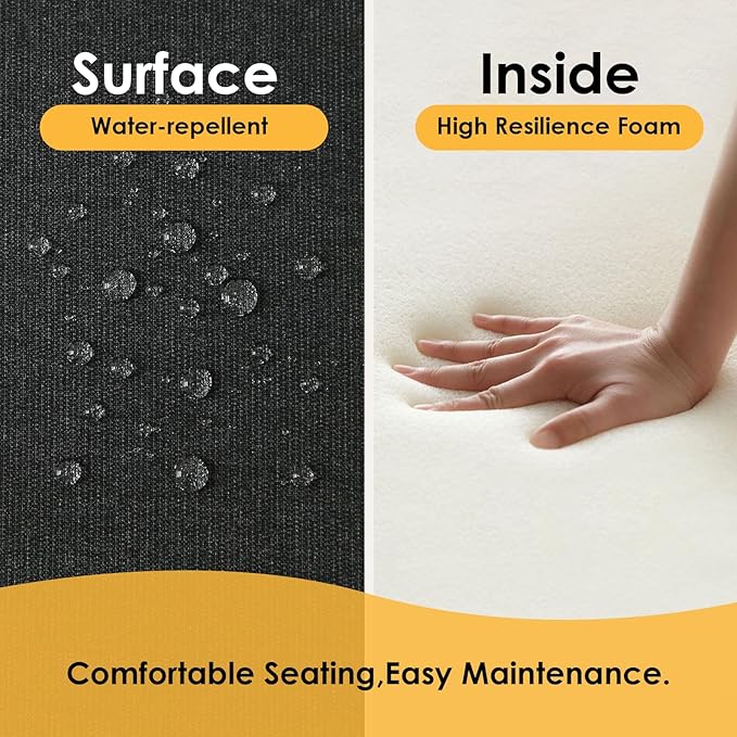 Outdoor Sunbrella Cushions for Patio Furniture Set of 2, 24"x24" Water Repellent Chair Cushions Removable Seat Bottom & Back Cushion Covers for Chair, Sofa, Couch, Spectrum Carbon