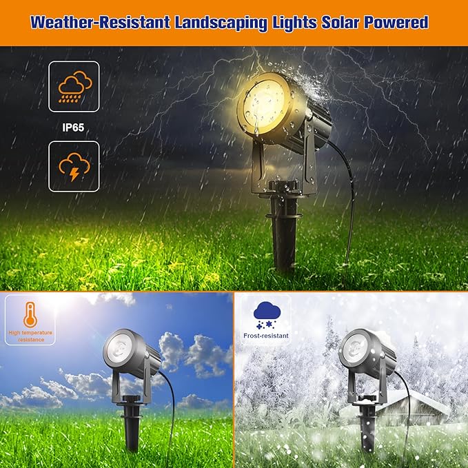 APONUO Solar Spot Lights - Outdoor 2-in-1 Solar Landscape Uplights, Dusk to Dawn, IP65 Waterproof, 9.8ft Cable, Warm White