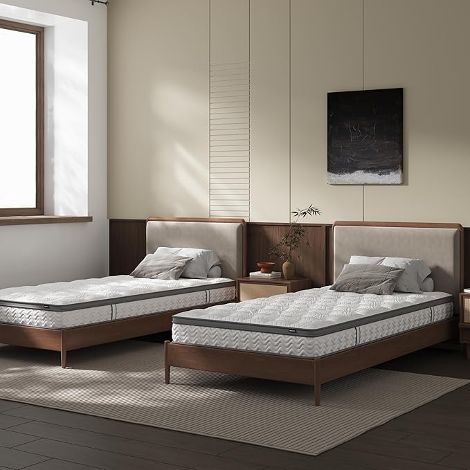 6 Inch Twin Mattress, Foam & Bonnell Springs Hybrid Mattresses, Fiberglass Free - No Odor - 365 Night Trial