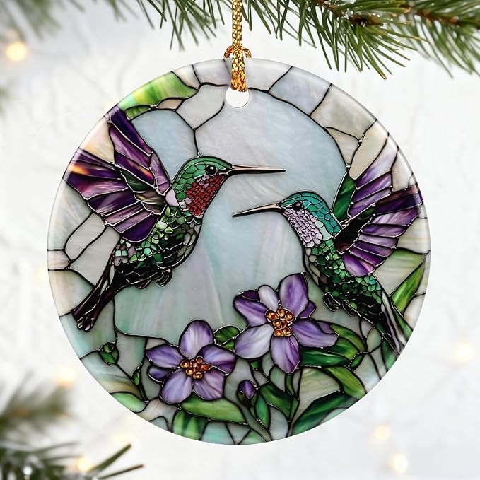 Hummingbird Ornament for Christmas Tree, Christmas Ornaments, Hummingbird Home Decor, Holiday Decor Gifts for Family, Friends & Bird Lovers, Gift Exchange & Gift Idea, Giftbox Included
