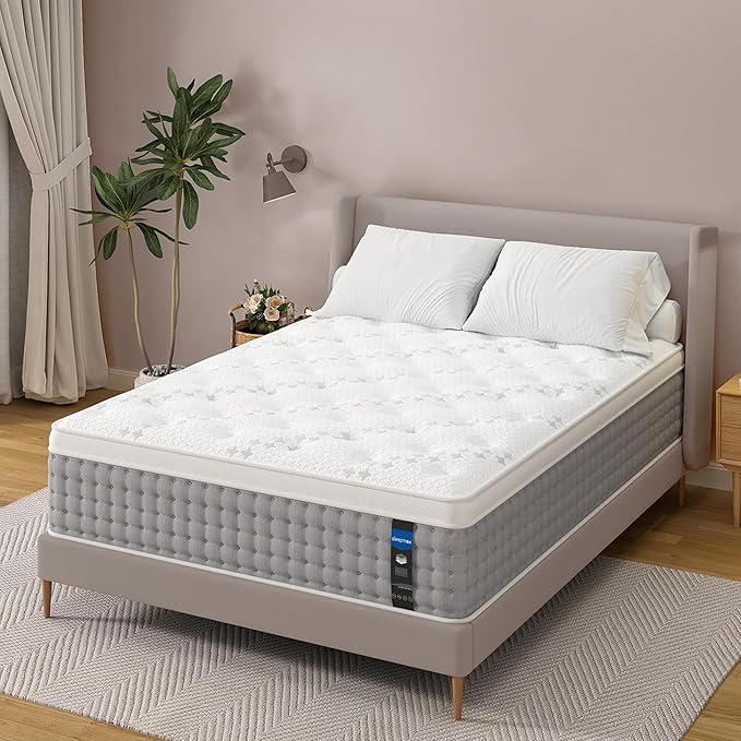 Sleepmax Full Mattress 12 Inch - Hotel-Collection Hybrid Mattress Pain Relief - Deep Sleep Mattress in a Box Extra Lumbar Support - Fiberglass-Free Bed, CertiPUR-US Certified, 365-Night Trial