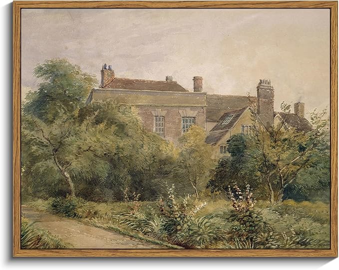 InSimSea Framed Canvas Wall Art Vintage Decor, Home Decor Classical Scenery Watercolor Painting Canvas Prints Wall Decorations for Living Room Home Farmhouse Bathroom Decor, 11"x14"