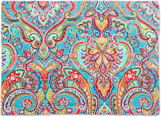 NEWLAKE Quilted Cotton Bed Pillowcases, European Gorgeous Floral Pattern, 2 Pieces, 20x27 Inch