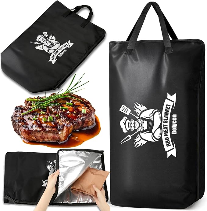 Upgraded BBQ Blanket for Resting Meat,Smoker Accessories Brisket Blanket, Insulated Meat Resting Bag with Wide Mouth for Steaks/Pork Shoulders/Turkeys, BBQ Accessories Grilling Gifts for Men (23inch)