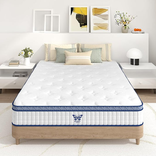 Twin Mattress, 8 Inch Hybrid Mattress in a Box, Memory Foam and Individual Pocket Springs, Medium Firm Comfort, Motion Isolation, Ideal for All Sleep Positions, CertiPUR-US Certified