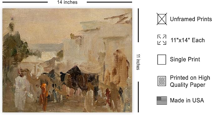 Poster Master Vintage The Bazaar Painting Poster - Retro Street in Udaipur Print - India Art - Cityscape Art - Farmhouse Art - Abstract Art - Office or Living Room Wall Decor - 11x14 UNFRAMED Wall Art