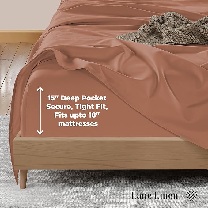 LANE LINEN Twin Bed Sheets Set - 600 Thread Count Set - 100% Cotton Sheets Twin Size Bed Set - Ultra Soft Cotton Bed Sheet Set - Sateen Weave Hotel Sheets - Rose Dawn
