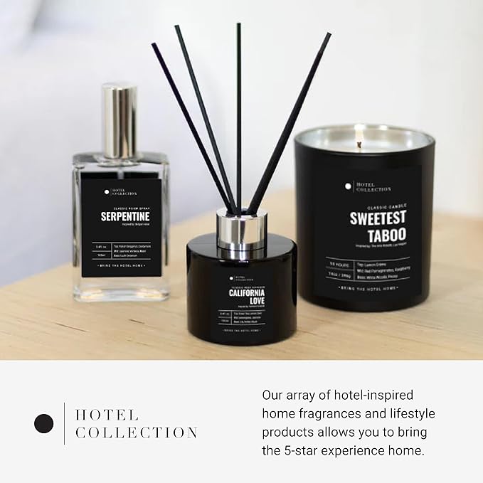 Hotel Collection - Cabana Single Wick Classic Candle - Hotel Inpsired Luxury Candle - 90 - Hours Burn Time - Hints of Marine, Bergamot, and Jasmine - 14 oz - Black