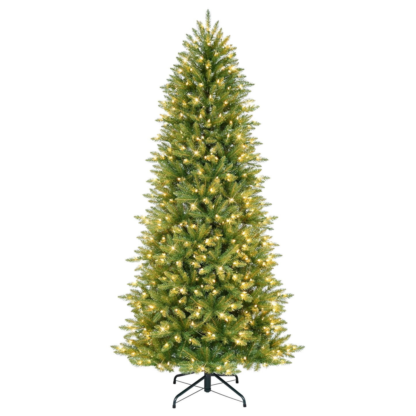 Puleo International 6.5 Foot Pre-Lit Slim Fraser Fir Artificial Christmas Tree with 350 UL Listed Clear Lights, Green