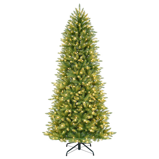 Puleo International 6.5 Foot Pre-Lit Slim Fraser Fir Artificial Christmas Tree with 350 UL Listed Clear Lights, Green