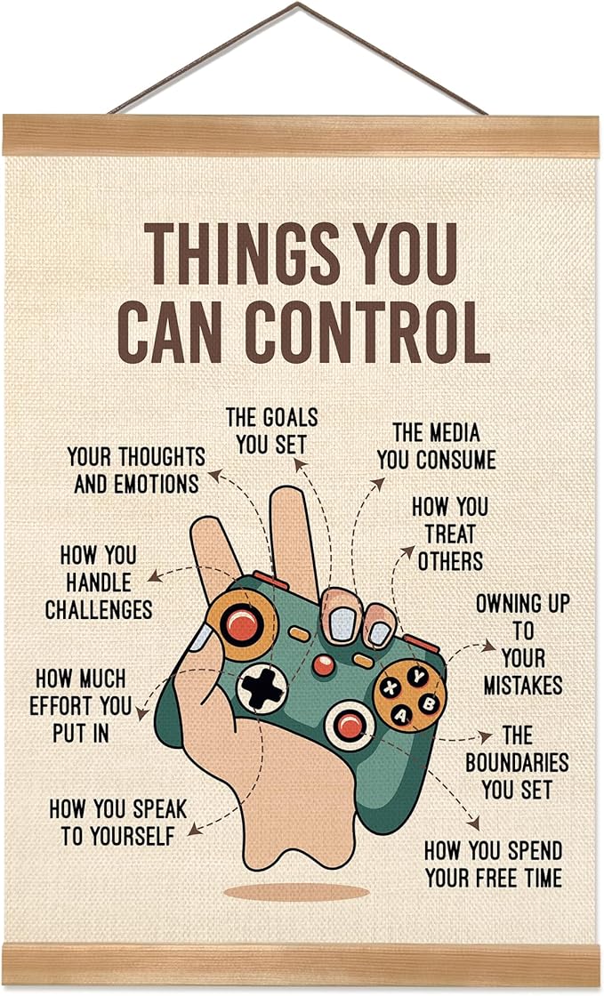 ZTGDA Positive Affirmation Poster,Things You Can Control Poster,Mental Health Gaming Wall Art, Positive Motivational Canvas for Teen Room, Counseling Office, Therapy, or Classroom Decor(Control)