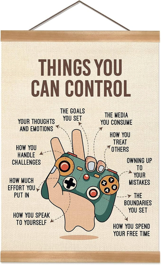ZTGDA Positive Affirmation Poster,Things You Can Control Poster,Mental Health Gaming Wall Art, Positive Motivational Canvas for Teen Room, Counseling Office, Therapy, or Classroom Decor(Control)