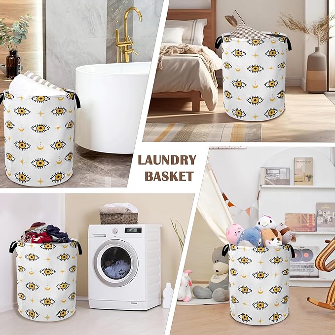 Laundry Hamper,Magic Evil Eye Laundry Basket,Waterproof Oxford Cloth Storage Basket with Handle for Clothes Books Nursery Home Storage Sundries 16"x20"