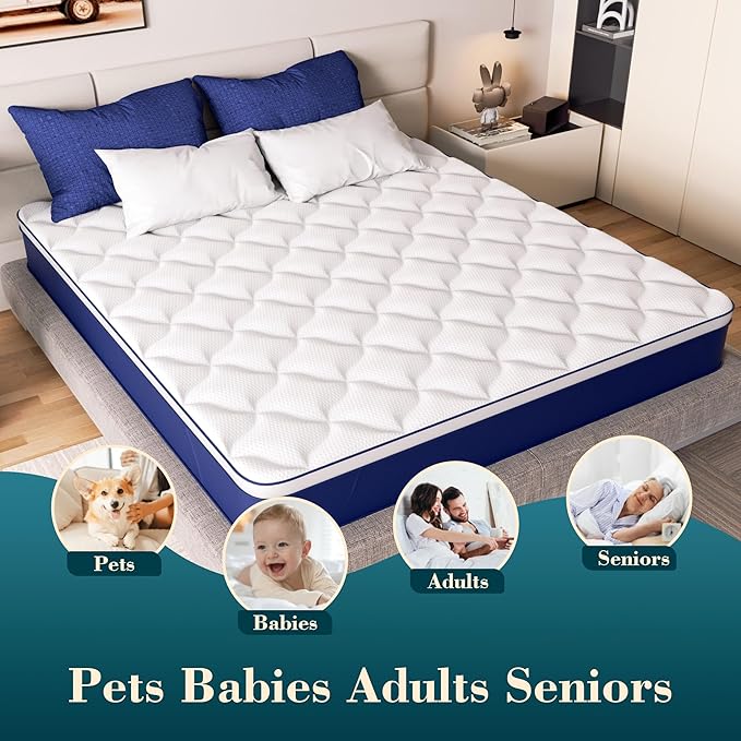 12 Inch Hybrid Queen Mattress in a Box - Gel Memory Foam & Pocket Springs for Back Pain Relief, Soft & Plush Fiberglass-Free Bed, 120-Night Trial, CertiPUR-US Certified, 60x80 Inches