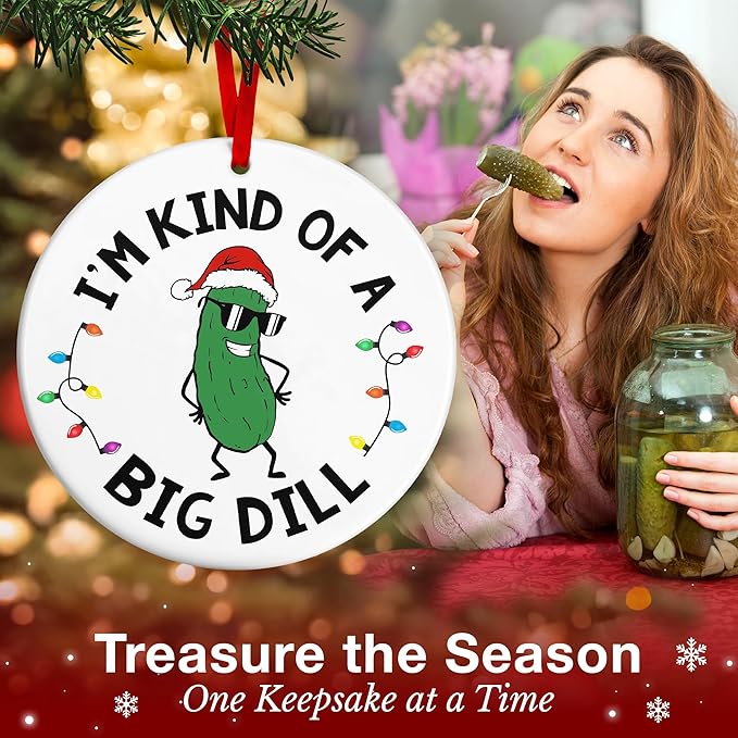 Pickle Ornament - Perfect Pickle Ornaments for Christmas Tree, Delightful Christmas Ornaments for The Big 'Dill' in Your Life, Durable Shatterproof Pickle Ornament, Ideal Gifts for Pickles Lovers