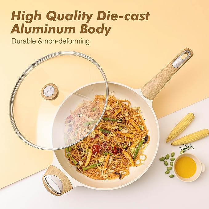 SENSARTE Ceramic Cookware Sets, Pots and Pans Set Non stick, 14-Piece Induction Cookware, Non toxic Healthy Non Stick Kitchen Cooking Set, with Frying Pans Set, PFAS PTFE PFOA PFOS Free