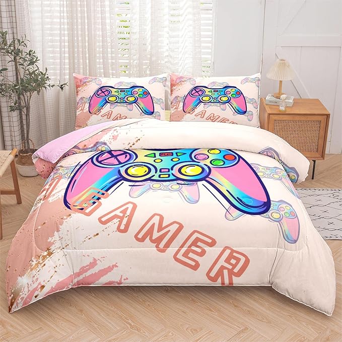 Tailor Shop King Size Gaming Bed Set for Kids Girls Teen,Gaming Comforter for Boys,Gaming Bedding Set All Season with 1 Comforter and 2 Matching Pillowcase…