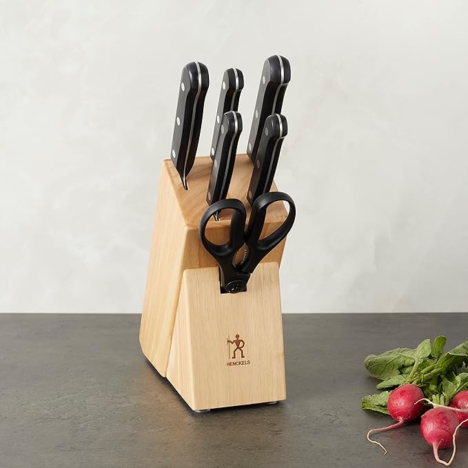 HENCKELS Solution Razor-Sharp 7-pc Knife Set, Chef Knife, Bread Knife,German Engineered Informed by 100+ Years of Mastery, Brown