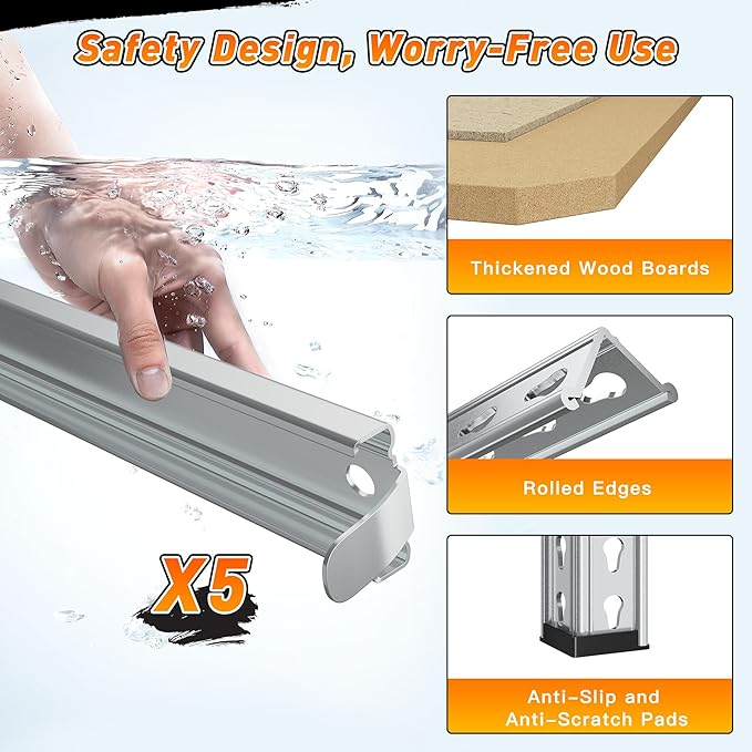 REIBII 40" W Garage Shelving 2500LBS Storage Shelves Adjustable Metal Shelving 5 Tier Pantry Shelves for Closet Kitchen Warehouse 40" W x 19.7''D x 72''H, Silver