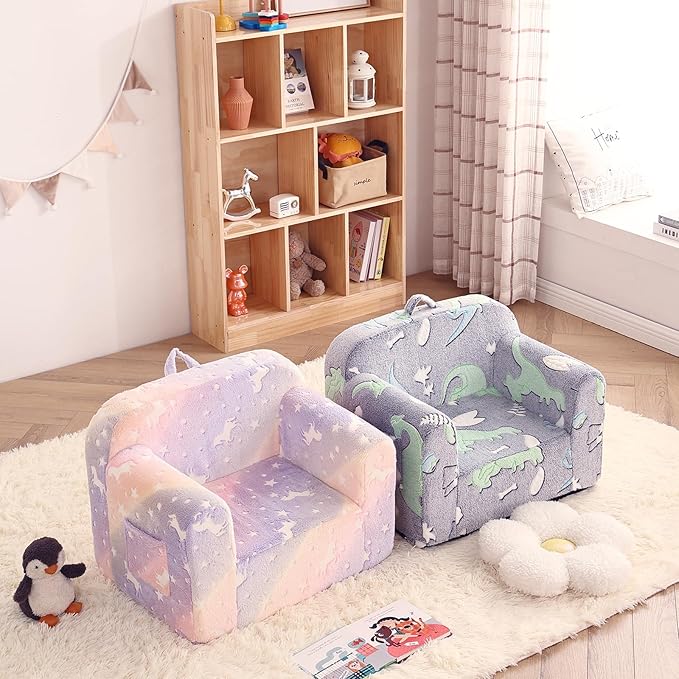 Toddler Chair Plush Kids Couch, Comfy Kids Sofa Toddler Lounger Chair for Bedroom, Convertible Toddler Couch for Girls and Boys, Reading Chair for Kids