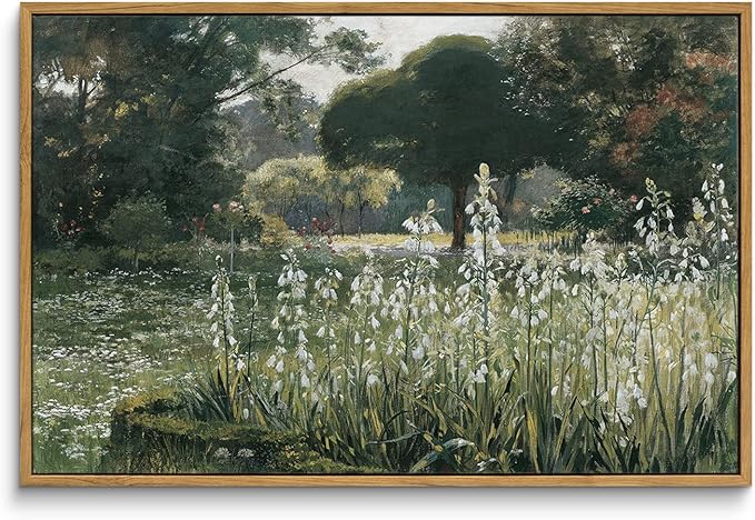 InSimSea Framed Canvas Wall Art Vintage Decor, Home Decor Wildflower Field Artwork Large Canvas Wall Art, Rustic Style Kitchen Office Farmhouse Bathroom decor, 16"x24"