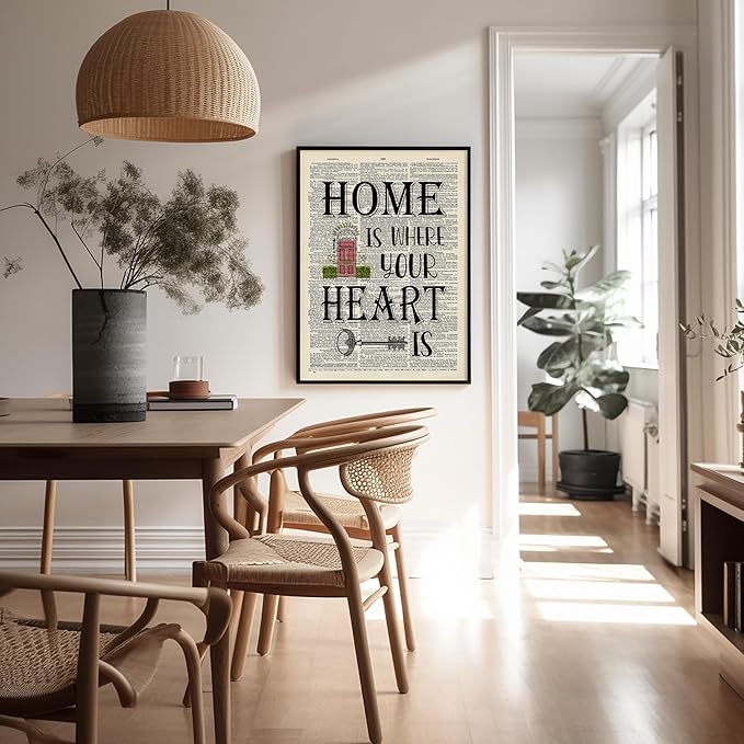 Poster Master Dictionary Art Poster - Home Is Where Your Heart Is Print - Motivational Art - Gift for Men & Women - Inspiring Wall Decor for Dorm, Bedroom or Living Room - 11x14 UNFRAMED Wall Art