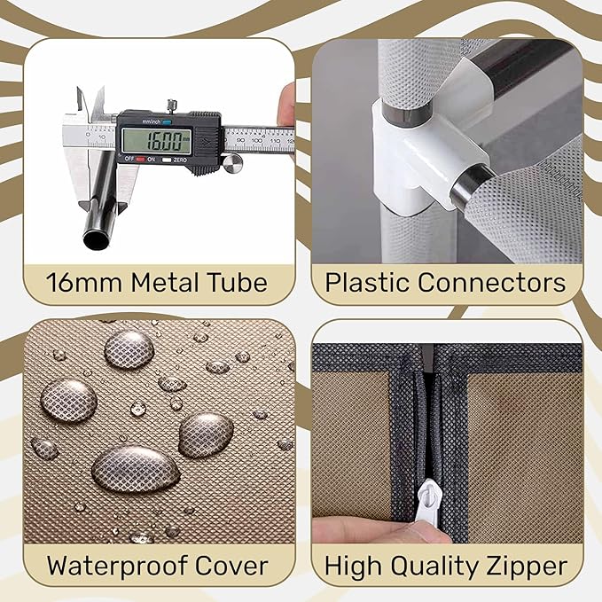 DivaDee Portable Wardrobe Closet with Cover – Freestanding Clothes Organizer with 8 Storage Shelves & Dual Hanging Rods – Spacious Closet for Bedroom, Dorm