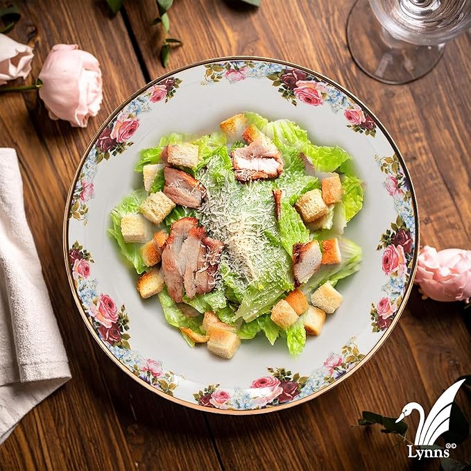 Lynns Paradise Philomena 9-Inch Big Bowl, Set of 3, Pink; Heavy Duty; Chip Resistant; Lead and Cadmium Free; Freezer to Oven Safe up to 500°F