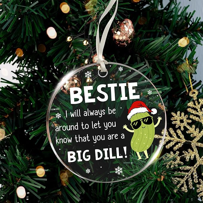 Best Friends Ornament - Pickle Ornaments for Christmas Tree, 2025, Unique Dill Pickle Christmas Ornament, Perfect Besties, Highlighting Big Dill Emotional