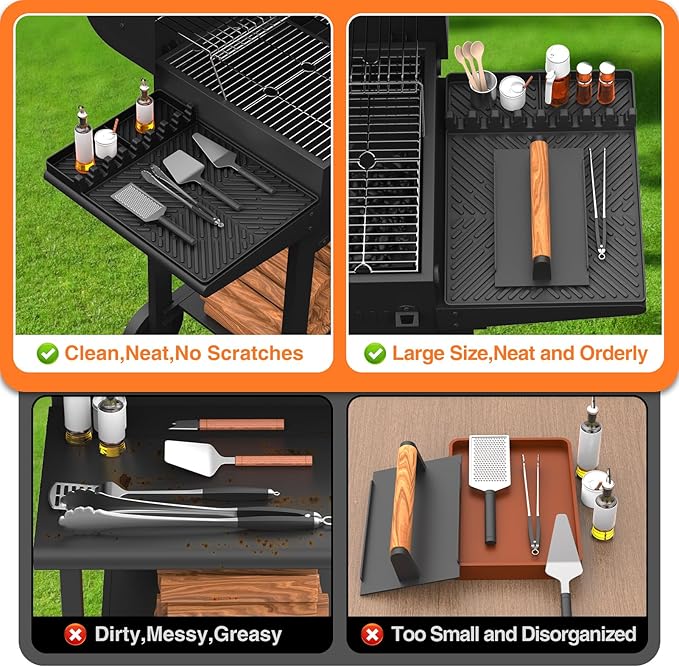 Blackstone Silicone Griddle Tools - Spatula Mat with Drip Pad & Grill Utensil Holder Side Shelf for Kitchen, Cooking, Countertop, Griddle Accessories - 2 Pack