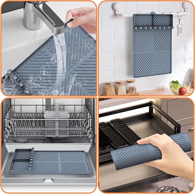 Silicone Griddle Tools Mat for Blackstone, Heat Resistant Spatula Mat, BBQ Grill Tool Rest,Cooking, Silicone Grill Pad,Grey, 1 PACK