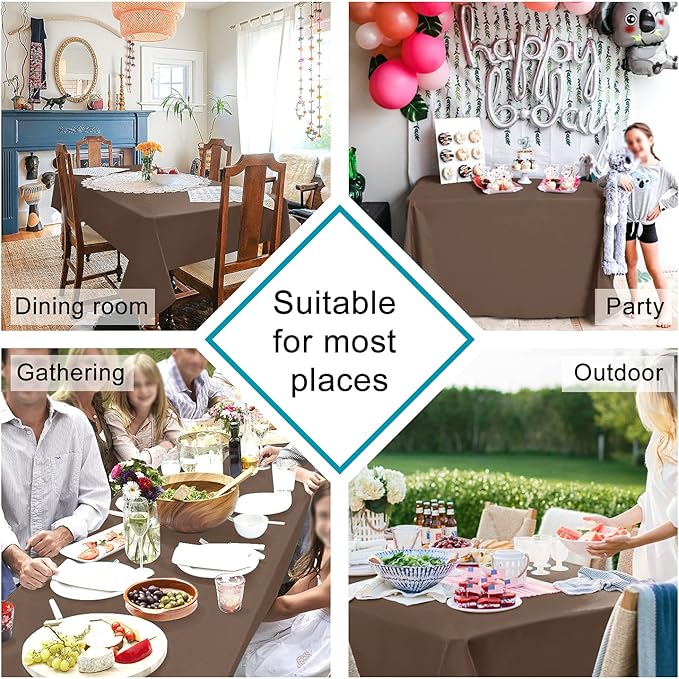 Hiasan Tan Rectangle Tablecloth - Waterproof Washable Polyester Fabric Table Cloth for Buffect Dining Birthday Party Wedding, 54 x 80 Inch