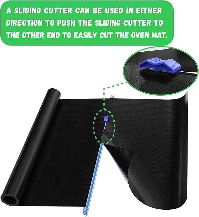 Oven Liners for Bottom of Oven, Large Heavy Duty 100% Non-stick Reusable Teflon Oven Mat,Baking Mat for Electric, Gas, Toaster Ovens, Grills,Kitchen Friendly Cooking Accessory with a sliding cut