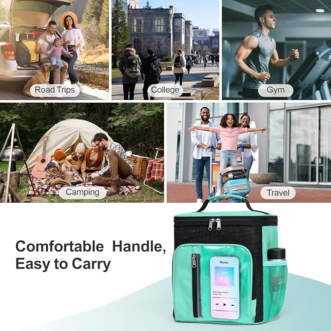 F-color Hanging Shower Caddy Portable - College Dorm Essentials for Guys with Hooks, Quick-Dry Shower Bag for Dorm Travel Gym Camping Essentials, Water-Resistant with Multiple Pockets, Cyan