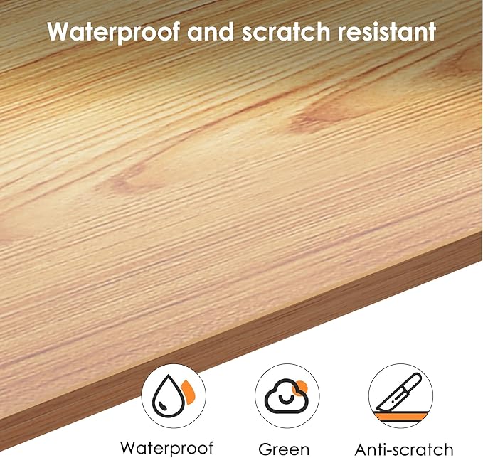 Need Computer Desk, 47 inch Home Office Desk, Modern Simple Style Home Office Gaming Desk, Basic Writing Table for Study Student, Black Metal Frame, Teak